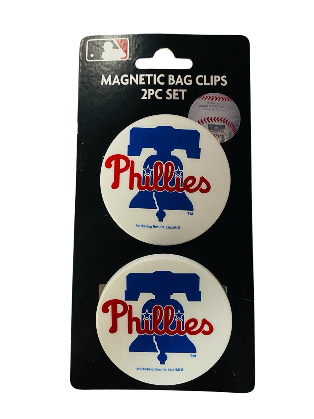 NWT Phillies Red/White/Blue Magnet Bag Clips (Set of 2)